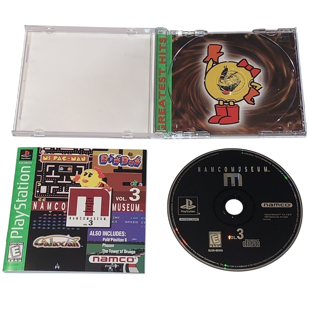 Namco Museum Vol. 3 Ms. Pac Man‎ (Sony PlayStation 1, 1996) CIB Reg Card Tested